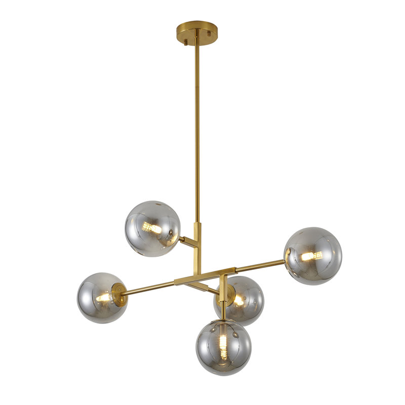 Modern 5 Light Globe Gold Chandelier