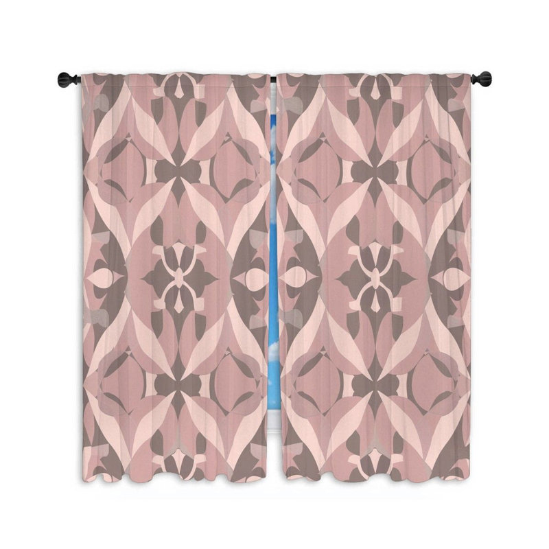 Motif floral de rideaux de fenêtre - 2 panneaux, L 40 po x L 63 po