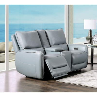 Chelo 74" Leather Reclining Loveseat