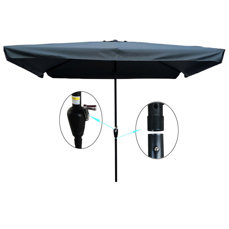 Parasol de jardin 10X6.5Ft, Gris