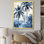 Palmiers bleus rétro, impression sur toile, palmiers, ombres II