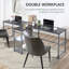 Bureau d'ordinateur spacieux pour deux personnes avec tablettes de rangement, idéal pour le bureau à domicile et le travail collaboratif, noir