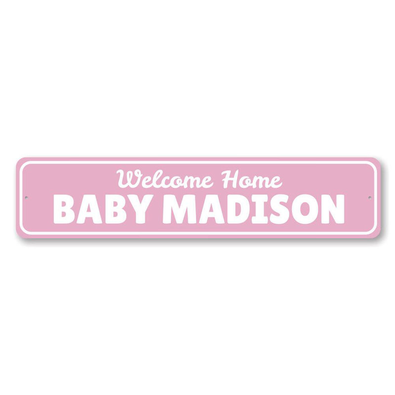 Plaque en aluminium Welcome Home Baby, H 4 po x l 18 po x P 0,04 po
