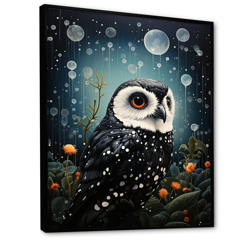 «Noir Watcher Owl At Twilight», reproduction sur toile, H 32 po x l 24 po x P 1 po, Cadre flottant noir