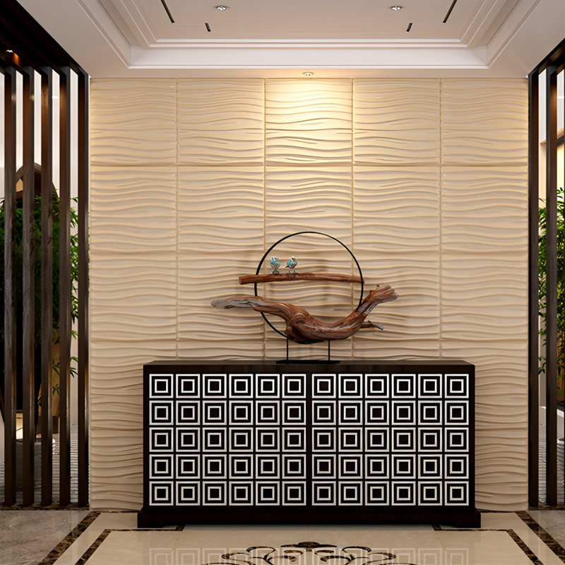 Nile Wave 3D Grid PU Leather Wall Panels 600x600mm (Pack of 4)