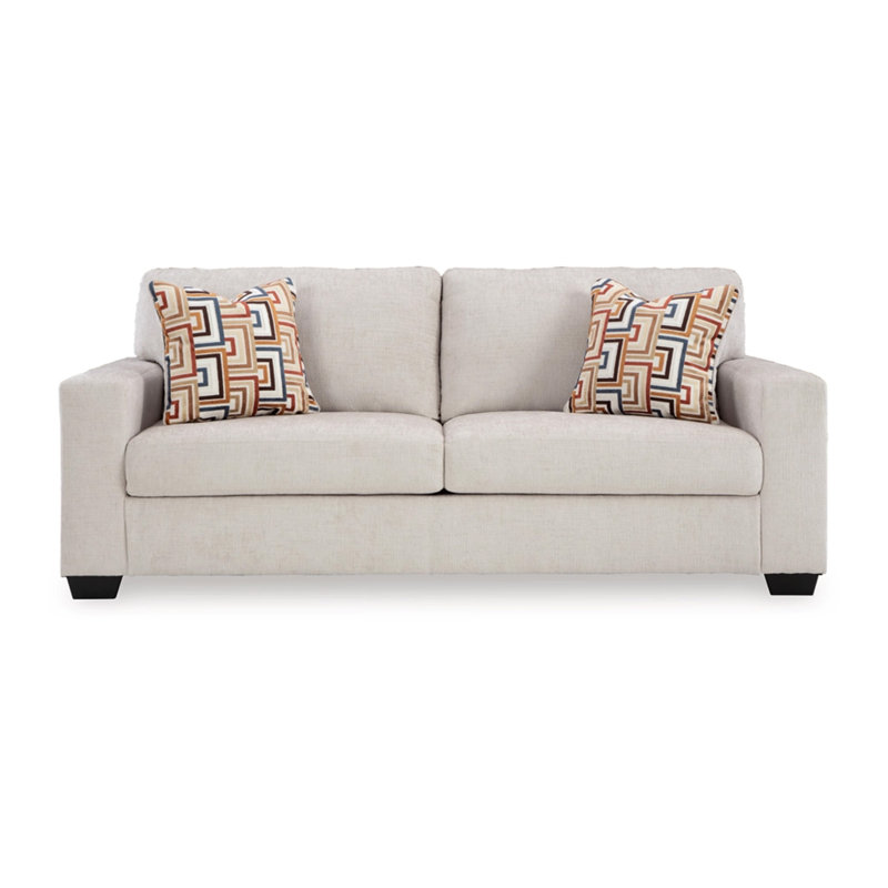Grand canapé-lit Avie, 2 coussins décoratifs, polyester 85 po, Ivoire ivoire