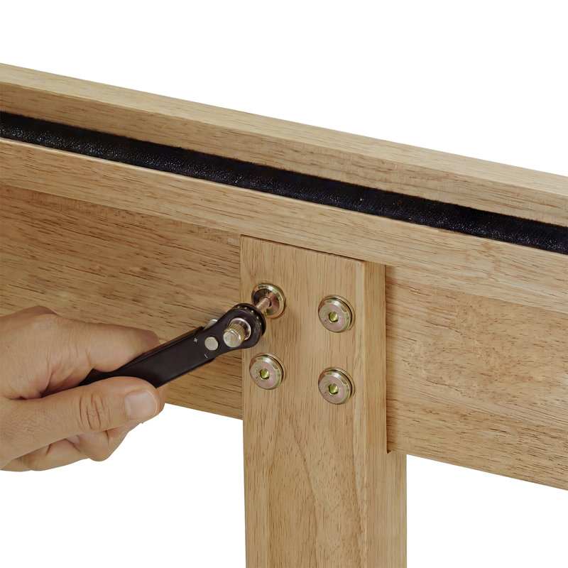 Lit plateforme classique en bois massif avec tête de lit, double, finition naturelle, aucun sommier requis, assemblage facile
