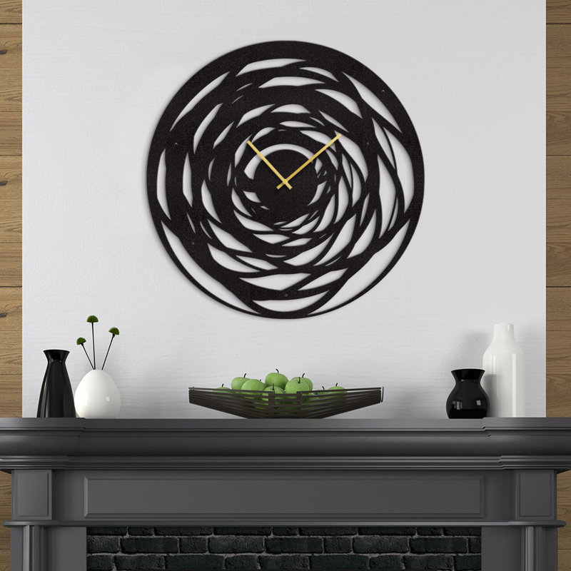 Metal Wall Clock, Black, 30" W x 30" H