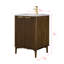 Ensemble de meuble-lavabo autoportant simple 24 po en brume de noyer avec plateau en pierre d'ingénierie Tavoleto Tavoleto-94514453-94514451