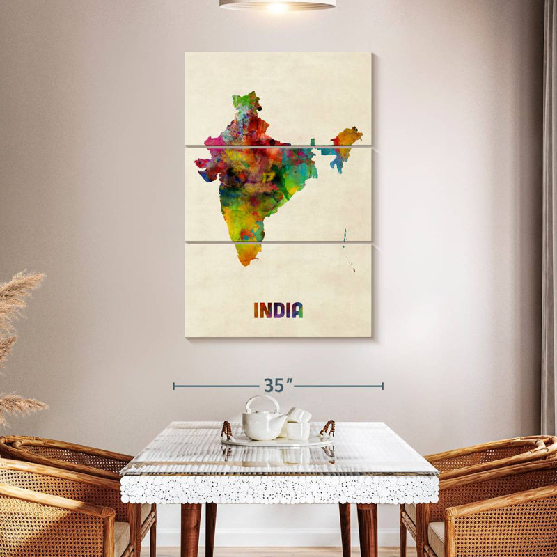 Carte d'aquarelle Aliaz, Inde I, H 50 po x l 32 po