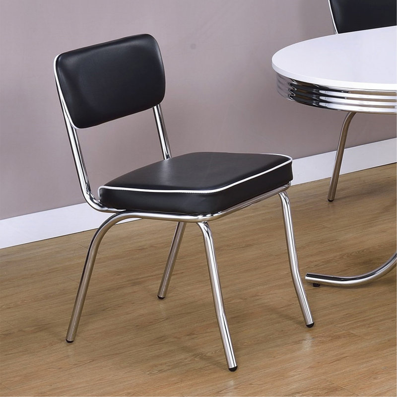 Ensemble de 2 chaises d'appoint rembourrées, noir et chrome