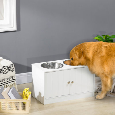Bols pour chien surélevés Pawhut avec armoire de rangement d'une grande capacité de 44 L