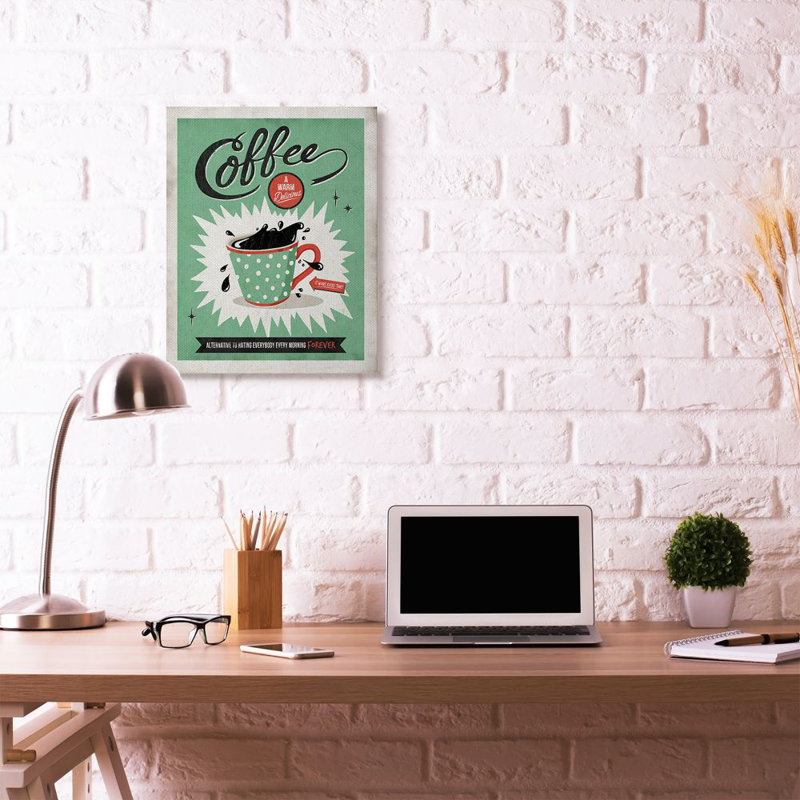 Impression sur toile, "café à partir de bd rétro" à motif bd rétro "par ester kay, Toile tendue, H 30 po x l 24 po x P 1,5 po