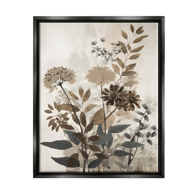 Bb-288-Floater Rustic Wild Foliage, reproduction d'art sur toile, Cadre flottant noir de jais, H 21 po x l 17 po x P 1,7 po