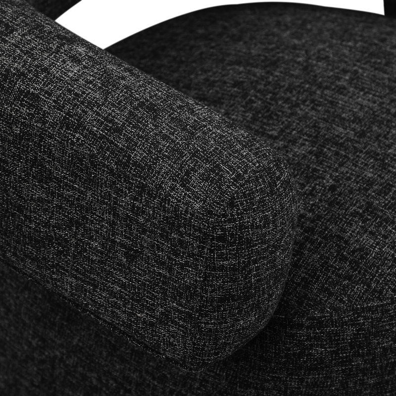 Hynek Upholstered Swivel Accent Chair, Black Linen Textured Fabric