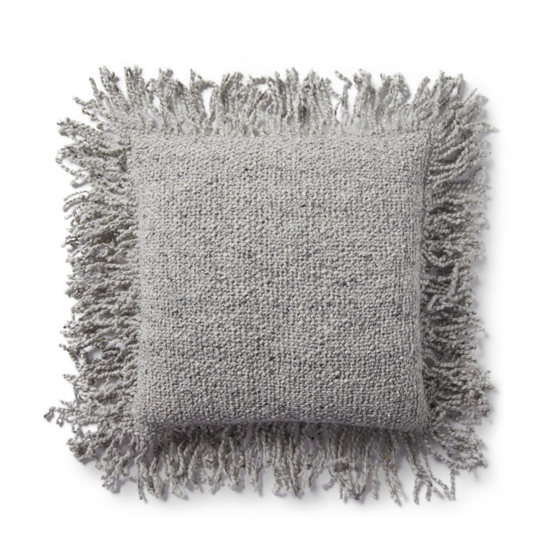 Vila Square Throw Pillow, Polyester/Polyfill, Light Gray