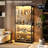  4-Tier Modern Glass Display Cabinet with Magnetic Catch Doors, 65" Tall Minimalist Showcase for Collectibles, Books & Trophy Storage, for Living Room, Bedroom & Study，Black-1223310782