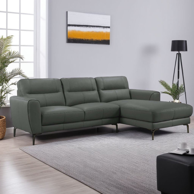Ensemble modulaire 2 pièces, Cuir véritable gris anthracite