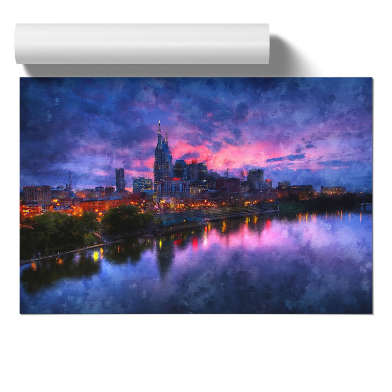 Nashville Tennessee Skyline Painting - Frameless Print, 21cm H x 30cm W x 0.1cm D