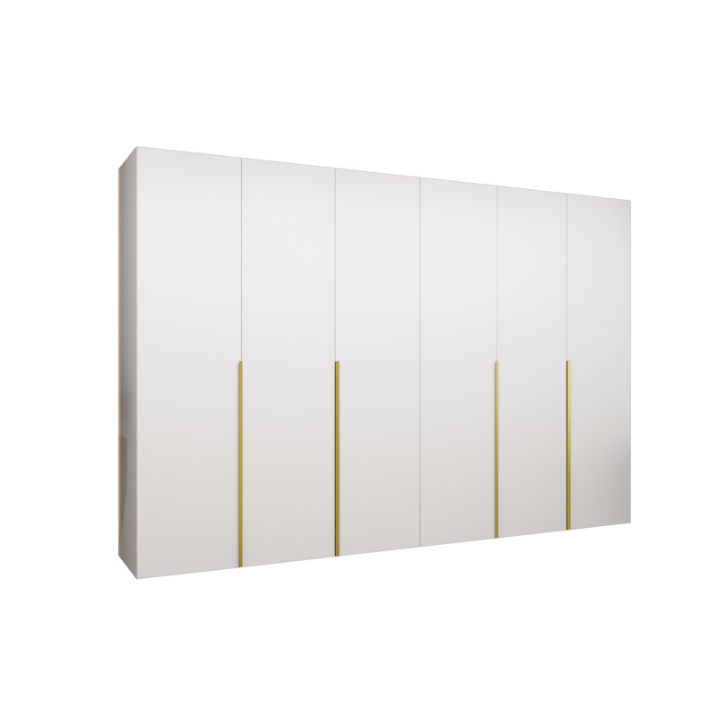 Manufactured Wood Wardrobe, white matt + handles: gold