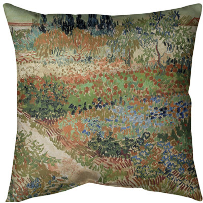 Coussin Euro Â« Jardin fleuri avec sentier Â»