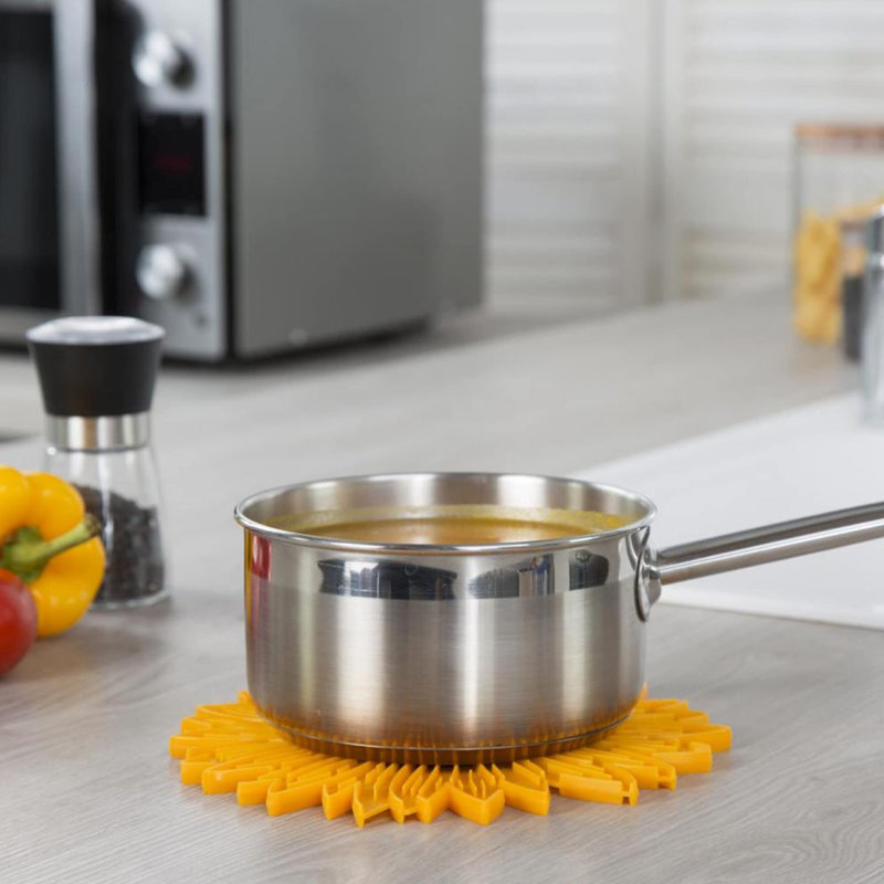 Silicone Sunflower Trivet/Counter Protector, 6-Inch, Yellow