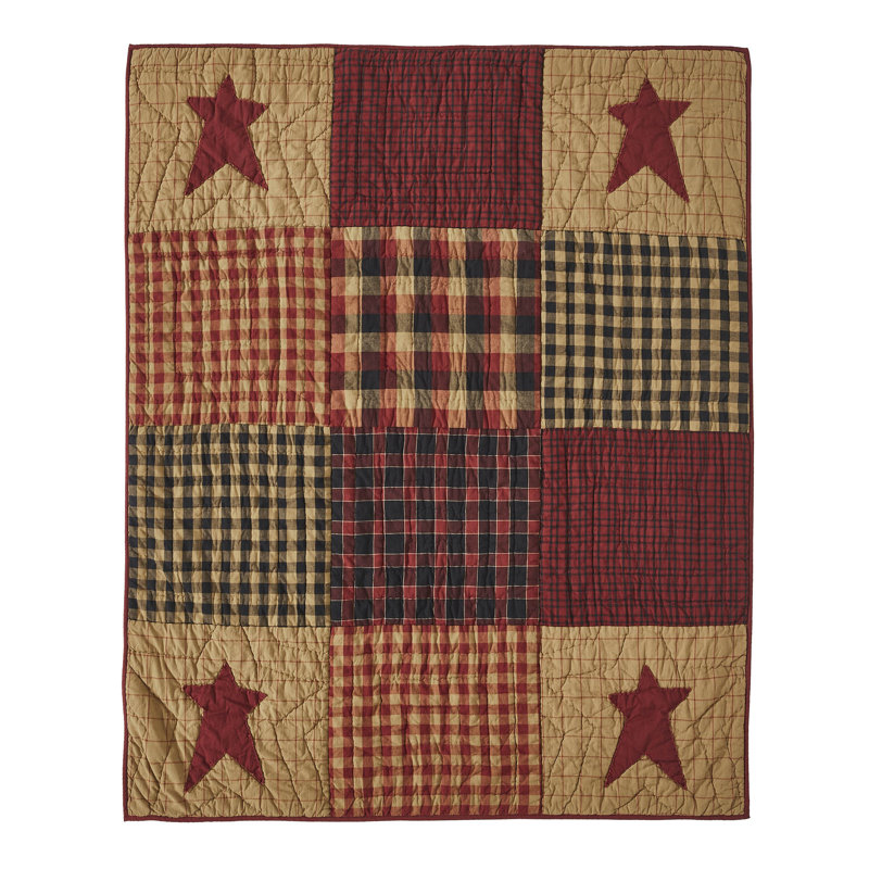 Connell Burgundy Cotton Patchwork Quilted Throw Blanket
