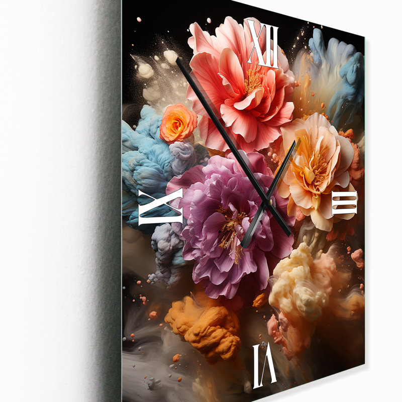 Collage de fleurs vibrantes de Dahlia III - horloge murale Dahlia, Grand