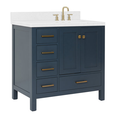 Cambridge 36.25'' Single Bathroom Vanity with Carrara Quartz Top