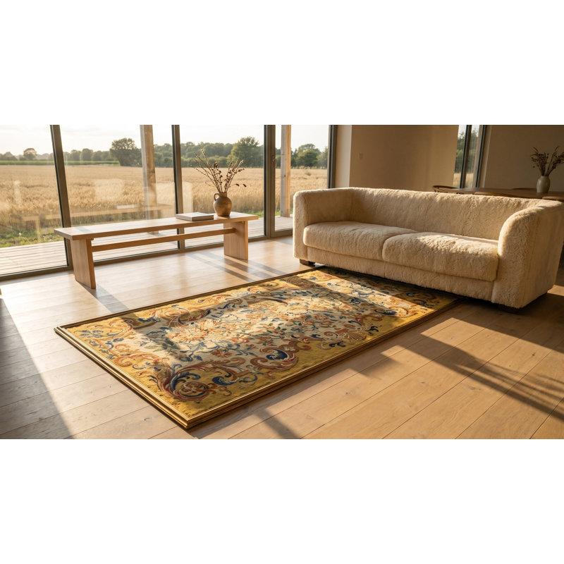 Antique French Allover Floral Flat Weave Rug