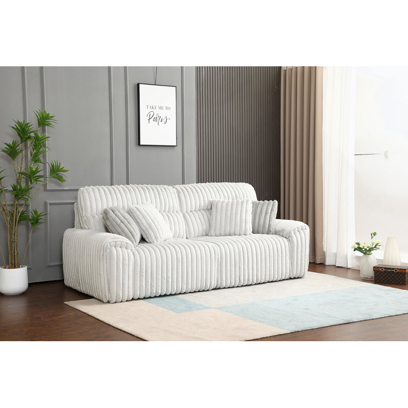 Canapé polyvalent en velours côtelé gris avec canapé-lit et port USB pour un confort ultime