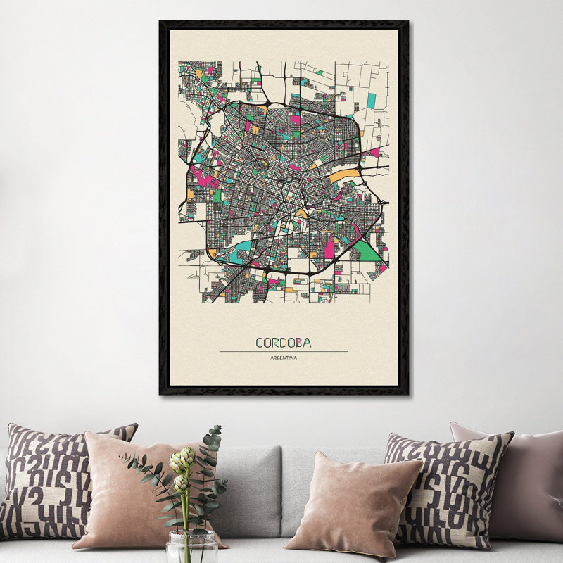 Havana, Cuba Map by Ayse Deniz Akerman - Floater Frame Gallery-Wrapped Canvas Giclée on Canvas