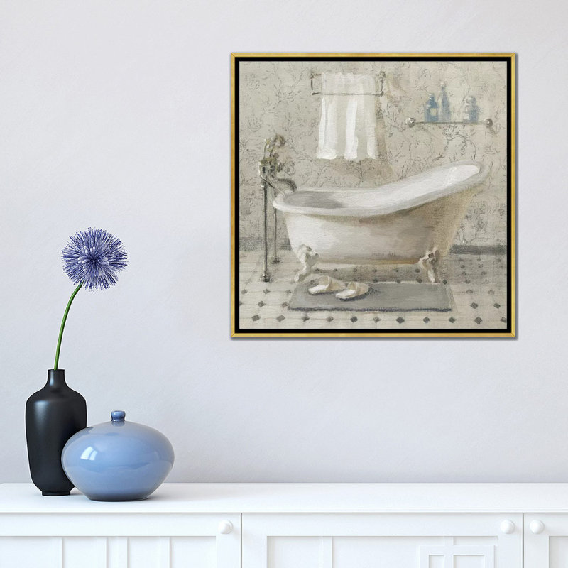 « Victorian Bath III Neutral » par Danhui nai, reproduction d’art, Toile encadrée d'or, Pas de tapis