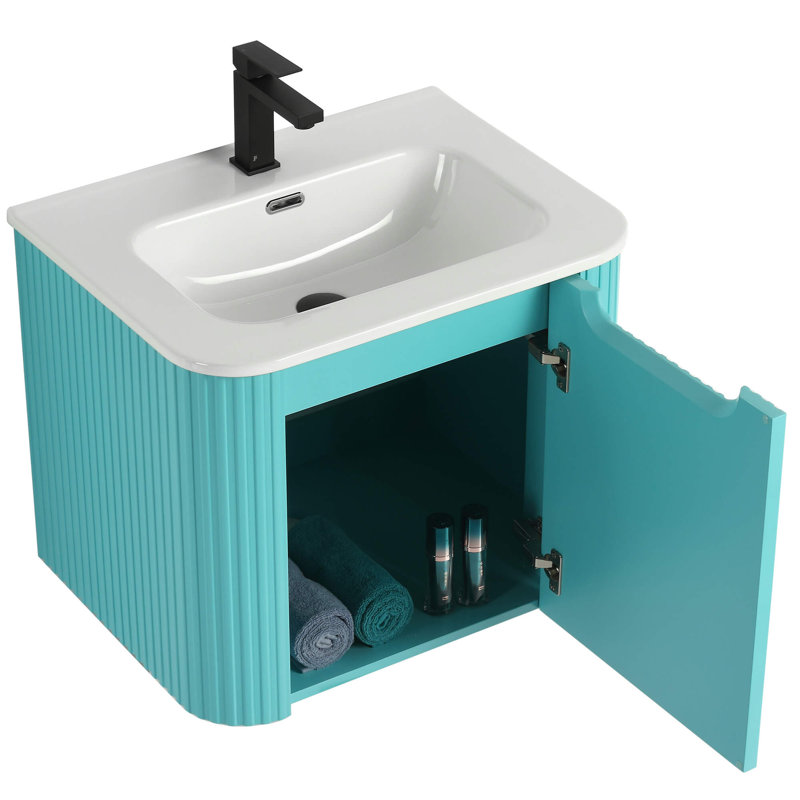 Meuble-lavabo moderne Caskvalley, Bleu Tiffany