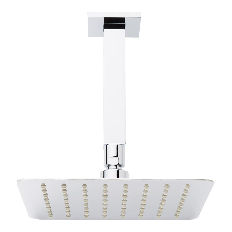 8" Modern Square Rainfall Shower Head With 12" Square Ceiling-Mount Arm - 2.5, 2.5 GPM, Polished Chrome