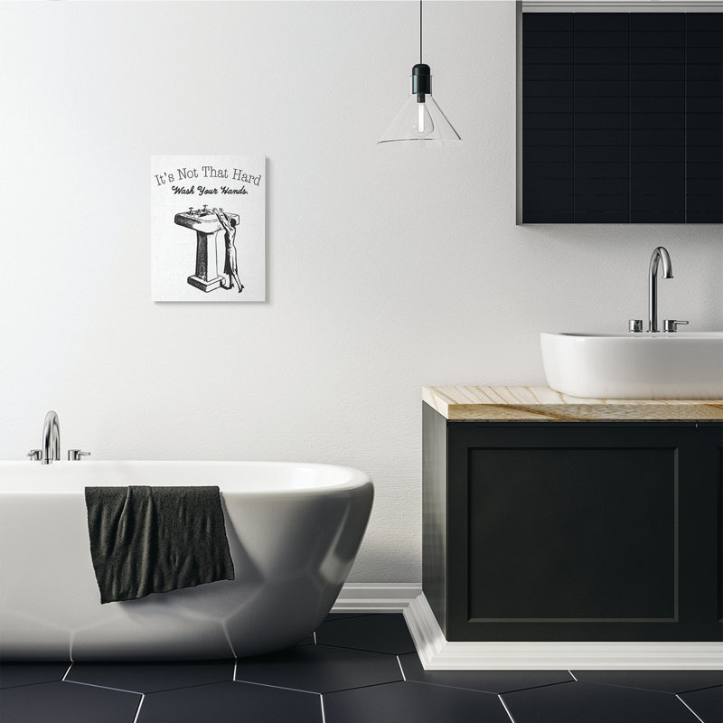 « not this hard salle de bain drôle », impression, H 16 po x l 20 po x P 1,5 po, Toile tendue