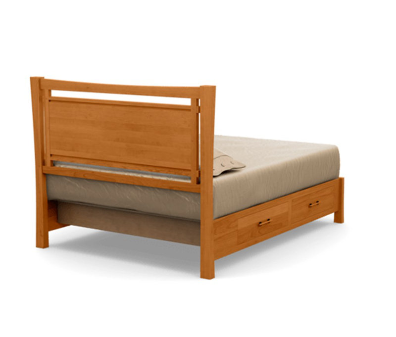 Monterey Leather Solid Wood Storage Bed, California King, White Leather, Natural Cherry
