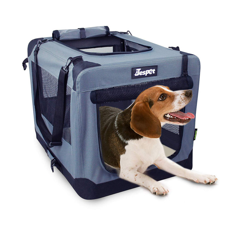  Sac de transport pliable à 3 portes pour animaux, Petit (22.05" H x 12.99" lx 27.95" l), gris