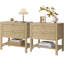 Table de chevet en rotin avec 2 tiroirs et 1 tablette ouverte Pomodoro-979659054-993662443