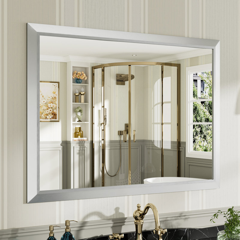 Miroirs de salle de bain modernes et contemporains en métal biseauté rectangulaire / carré avec verre trempé HD