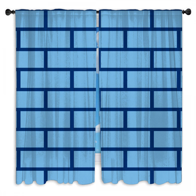 Rideaux de fenêtre muraux briques bleues transparentes brique et obscurcissant - 2 panneaux, Room Darkening