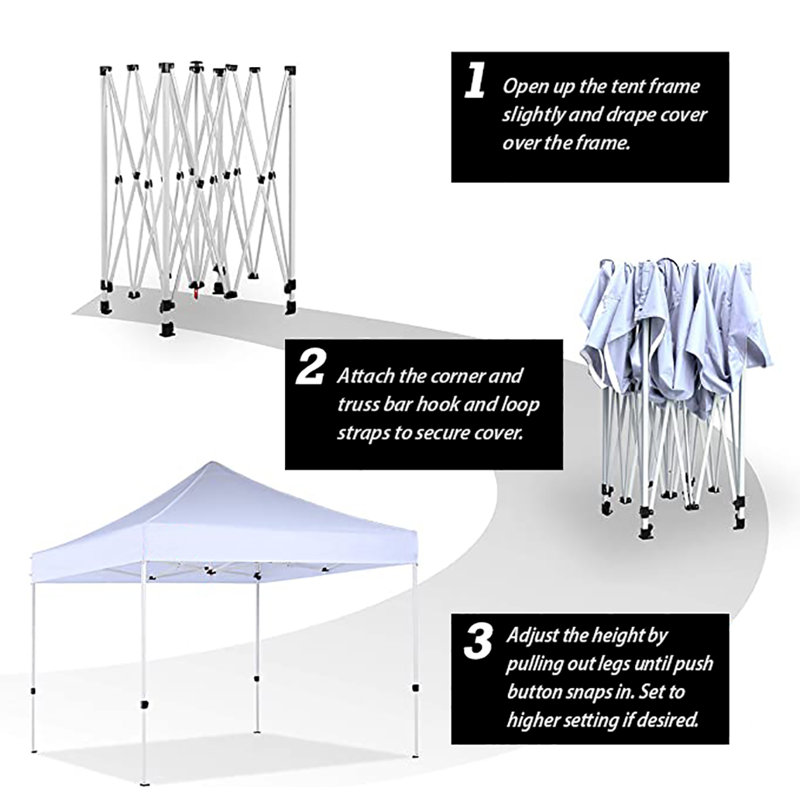 Black 10ft x 10ft Alloy Steel Pop-Up Canopy with Weight Bags