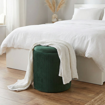 HOMCOM Round Storage Ottoman with Removable Top