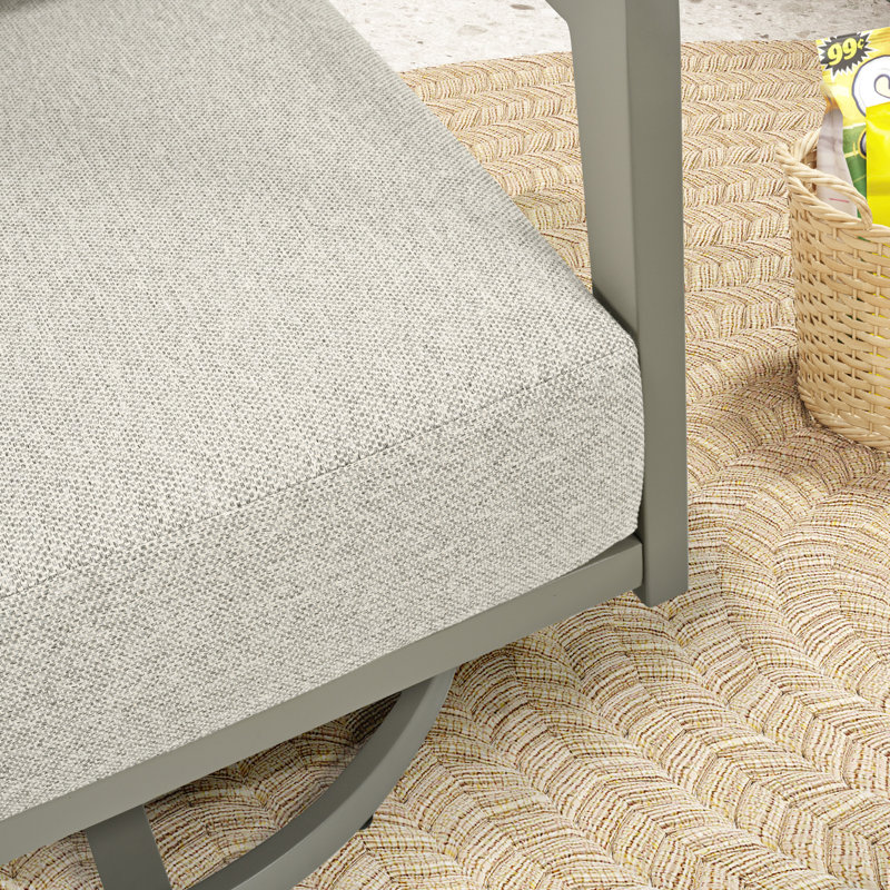 Heitzman 2-Piece Aluminum Outdoor Patio Swivel Chair With Gray Cushions