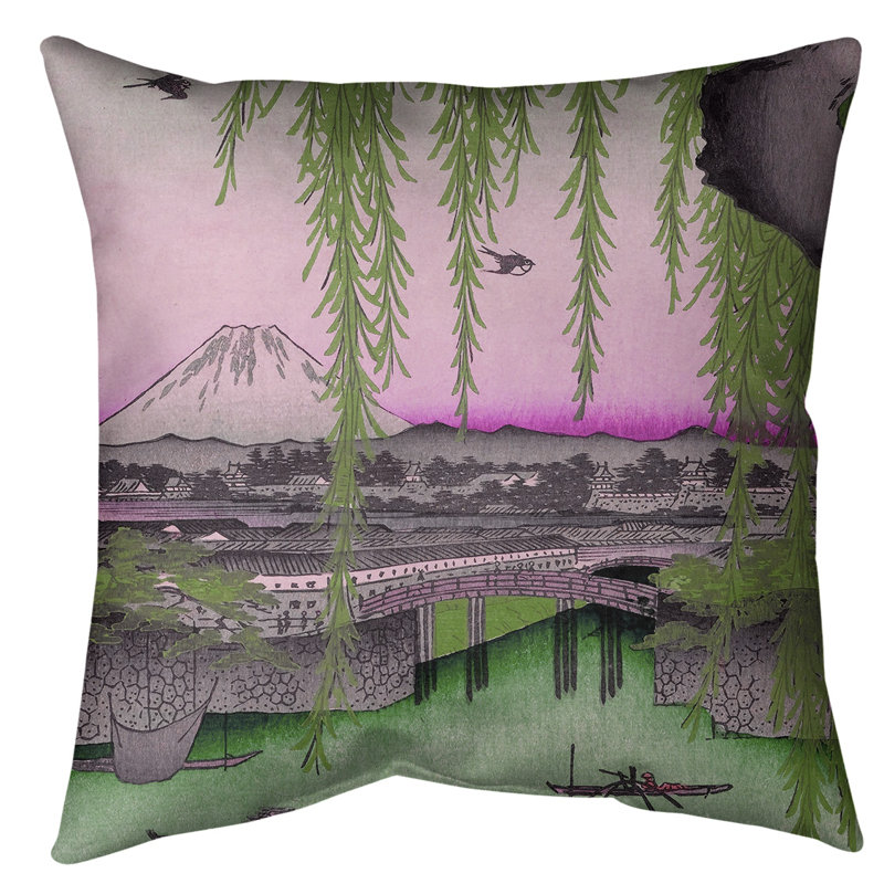 Coussin yatsumi bridge, Duvet synthétique, 18 po x 18 po, Rose