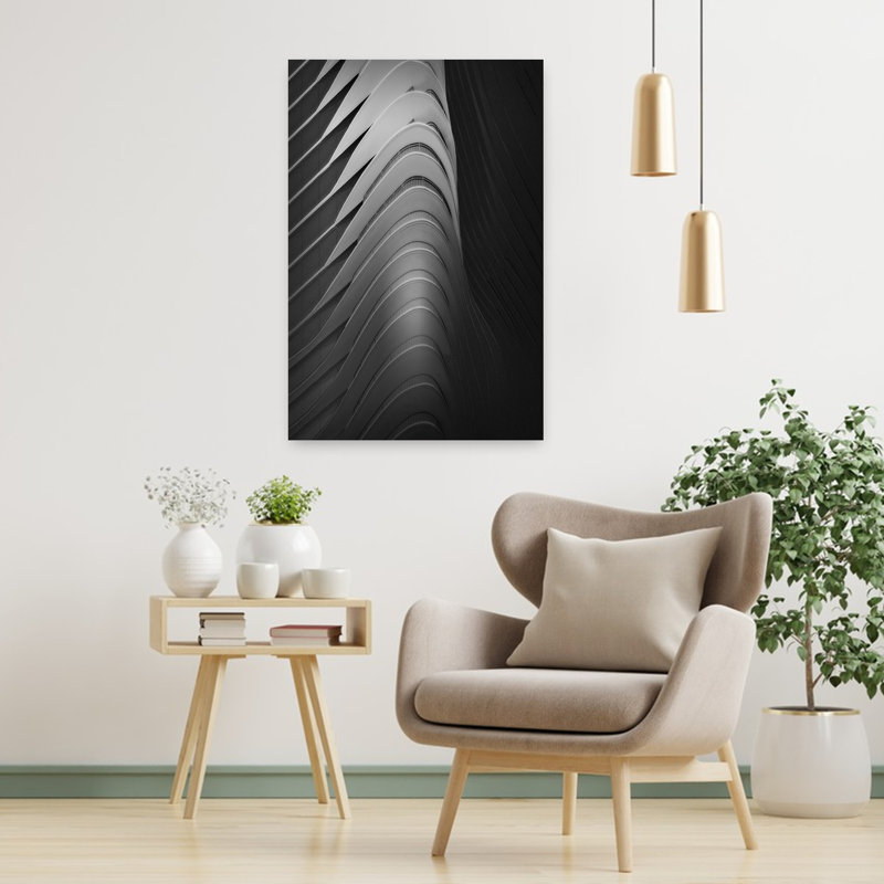 «Curves», art géométrique abstrait contemporain, art mural urbain, H 36 po x l 24 po