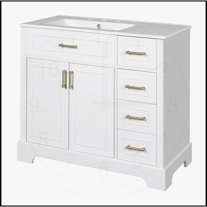 Meuble-lavabo luxueux avec lavabo en céramique et mécanisme de fermeture en douceur pour une salle de bain élégante