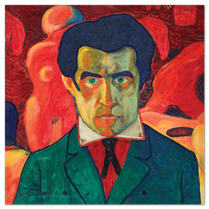 Self-portrait by Kazimir Malevic - No Frame Painting on Glass, 65cm H x 65cm W