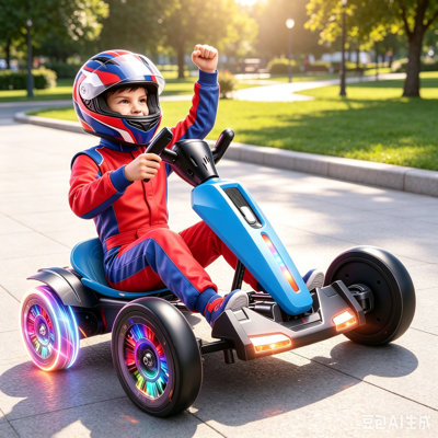 12V Electric Foldable Go Kart with Light-Up Wheels for Children Ages 3-6