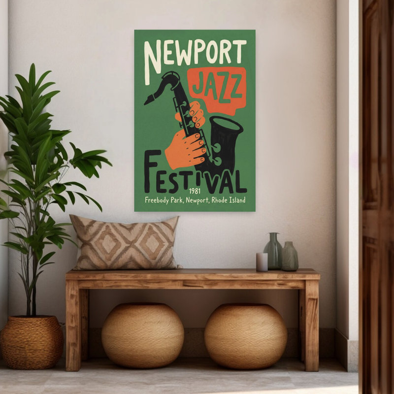 Art mural rétro rétro classique de Newport Jazz Festival, H 48 po x l 32 po